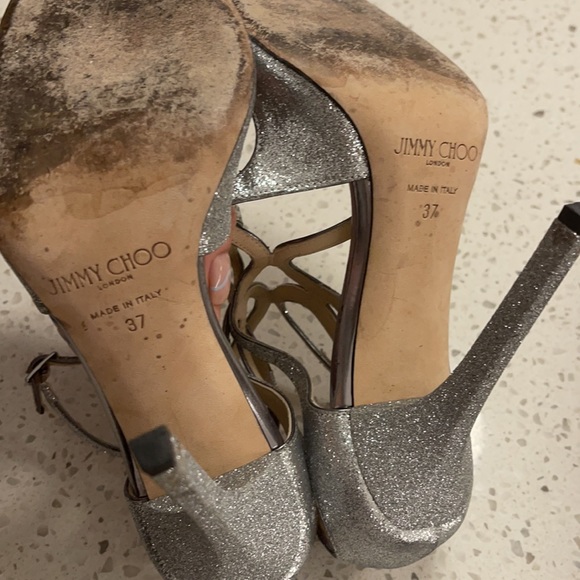JIMMY CHOO LANCE SILVER HEELS - Picture 2 of 4